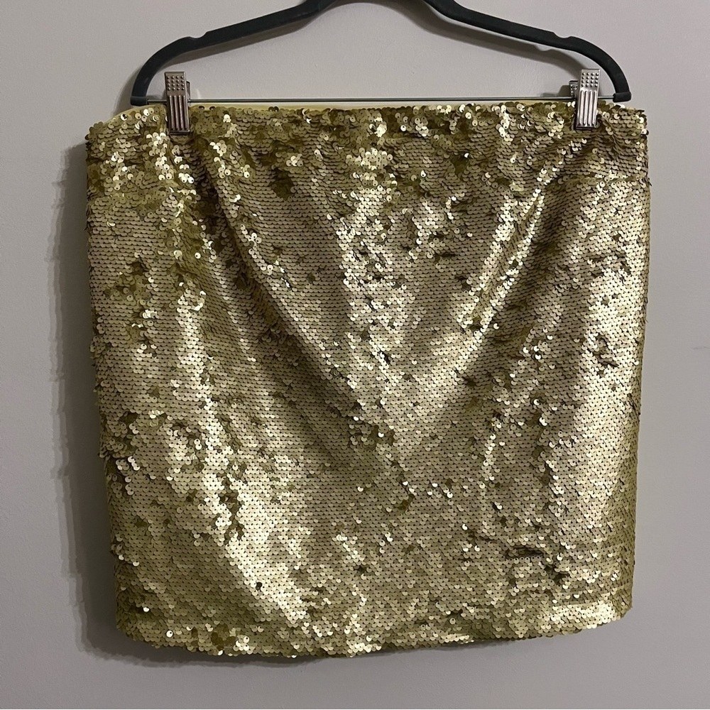 Anthropologie Gold Sequin Mini Skirt